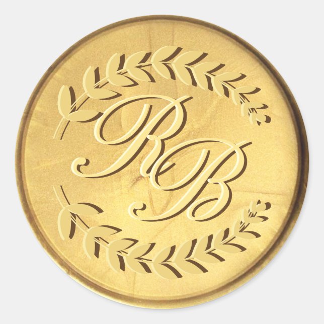Initials Gold Wax Siegel Sticker Hochzeitumschlag (Vorderseite)