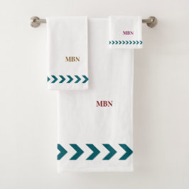 Initials minimalist blue abstracts White Badhandtuch Set