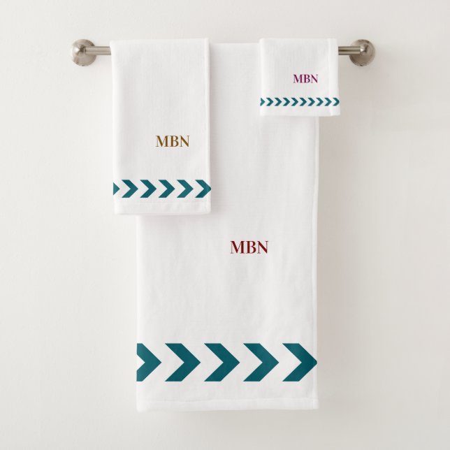 Initials minimalist blue abstracts White Badhandtuch Set (Insitu)