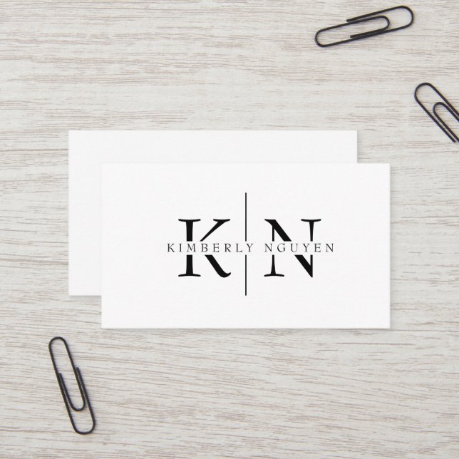 Initials Monogramm für moderne Elegantennamen Visitenkarte (Vorderseite/Rückseite Beispiel)