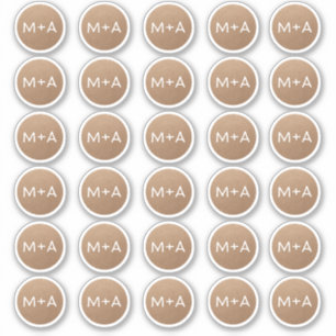 Initials monogramm rustikal braun Kraft Hochzeit Aufkleber