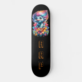 *~* Initials Neon Hair Rainbow AP89 Troll Skateboard