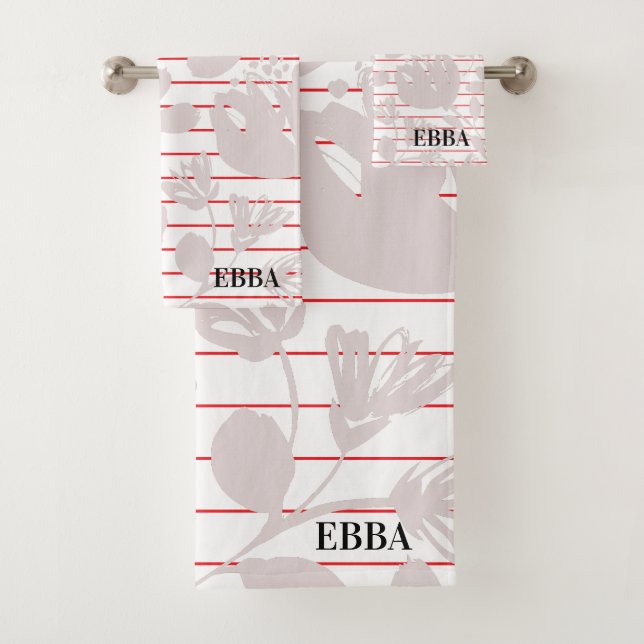 Initials pretty red stripes pink flowers girly (En situation)