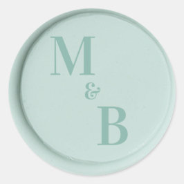 Initials Salbei Grünwachs Siegel Hochzeitsaufklebe Runder Aufkleber