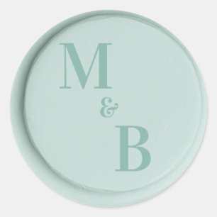 Initials Salbei Grünwachs Siegel Hochzeitsaufklebe Runder Aufkleber