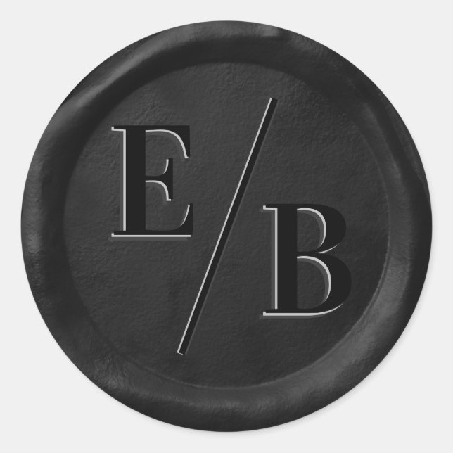 Initials Wedding Black Wax Siegel Enveloper Sticke Runder Aufkleber (Vorderseite)