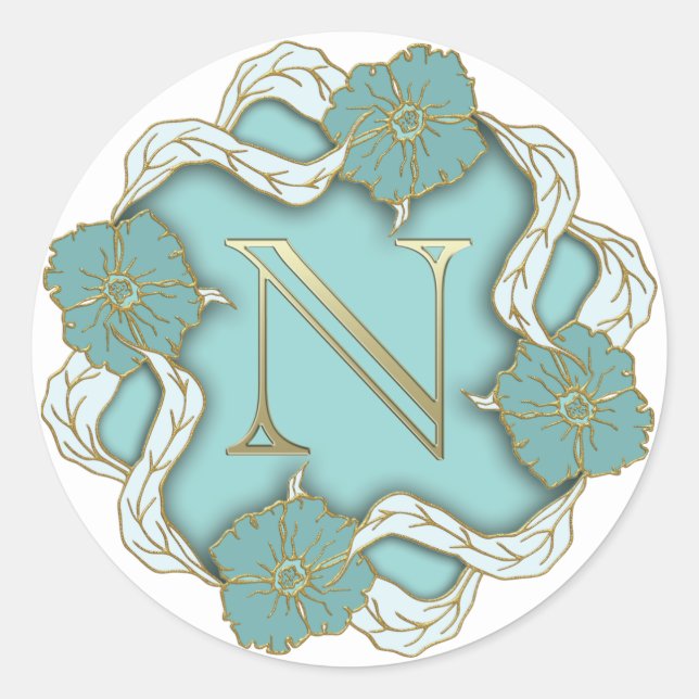 Initialsticker N für Monogramm Runder Aufkleber (Vorderseite)