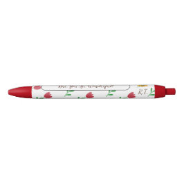 Initialstift für rote Tulip-Blume Muster Monogramm Kugelschreiber
