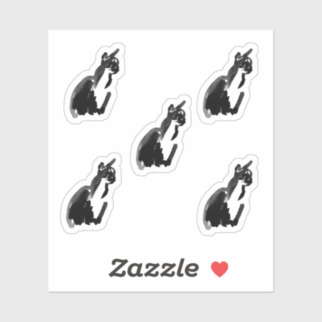 Ink Cartoon Cat Drawing Custom-Cut Vinyl Stickers (Feuille)
