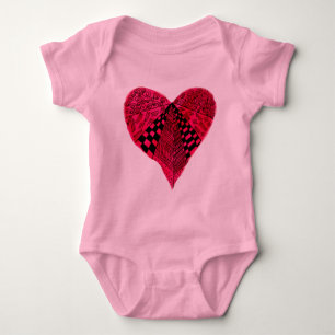 Ink Red Heart Design Baby Strampler