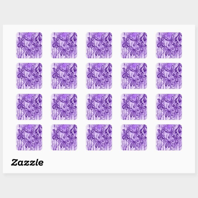 Inkalte Blume Violet Sky Square Sticker (Blatt)