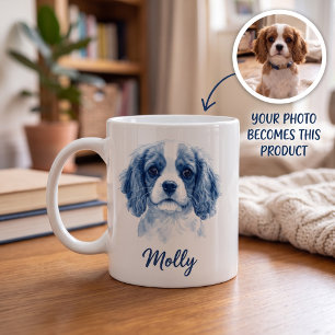 Inkapup Wasserfarben-Haustier-Porträt-Schriftname Kaffeetasse