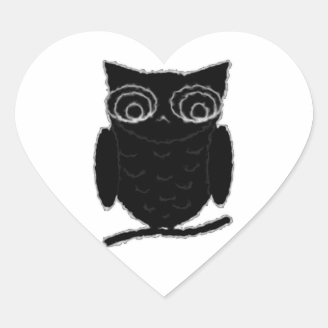 Inkblot Owl Herz-Aufkleber (Vorderseite)