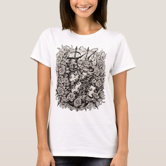InkCraft: Traditioneller Sailor Jerry Flash Tattoo T-Shirt (Vorderseite)