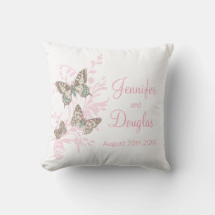 Inked art butterflies personalized wedding pillow kissen