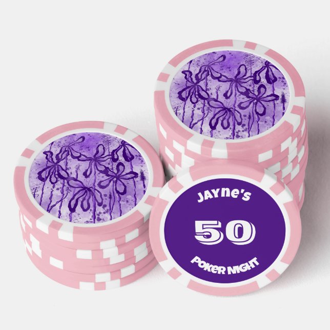 Inked Lilies Lila Sky Pokerchips (Stapel)