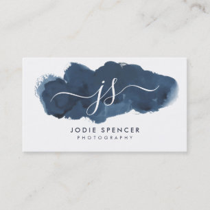 INKED LOGO elegant hübsche erste blaue Aquarellfar Visitenkarte