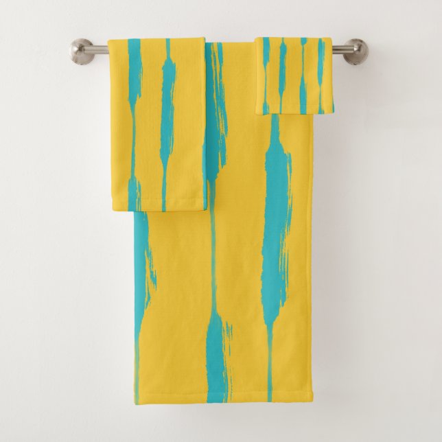 Inked Stripes Yellow and Turquoise Badhandtuch Set (Insitu)