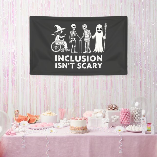 Inklusion ist kein beängstigender Skelettlehrer Banner (Party)
