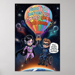 Inklusionsteamwork-Superhelden-Ballon-Plakat Poster