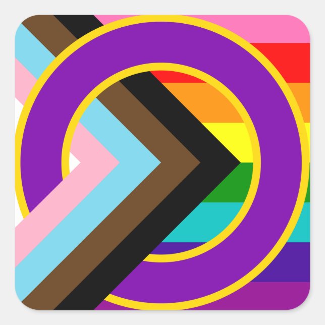 Inklusive progressiver Retro 8-Flag-Aufkleber Quadratischer Aufkleber (Vorderseite)