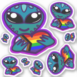 Inklusive Rainbow Pride Alien Stickers Aufkleber