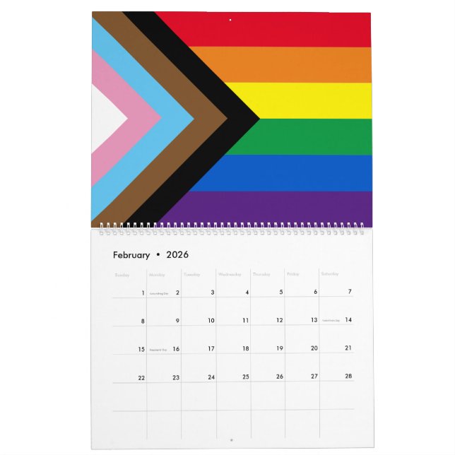Inklusive Regenbogen Lgbtq Gay Diversity-Flagge Kalender (Feb 2026)