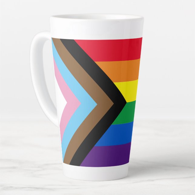 Inklusive Regenbogen Lgbtq Gay Diversity-Flagge Milchtasse (Linke Ecke)