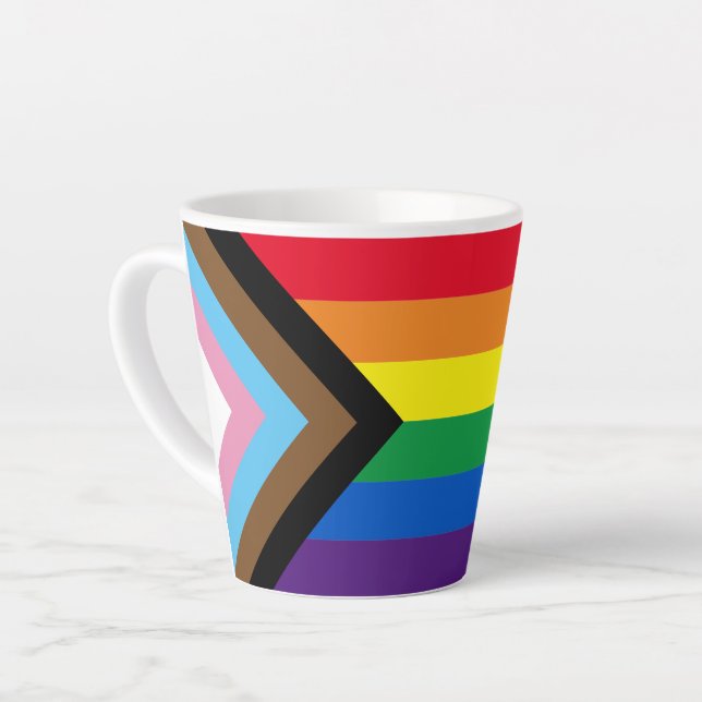 Inklusive Regenbogen Lgbtq Gay Diversity-Flagge Milchtasse (Linke Ecke)