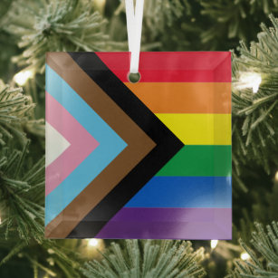 Inklusive Regenbogen Lgbtq Gay Diversity-Flagge Ornament Aus Glas