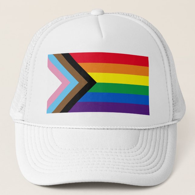 Inklusive Regenbogen Lgbtq Gay Diversity-Flagge Truckerkappe (Vorderseite)