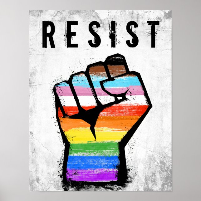 Inklusiver Progress Pride Fist Poster (Vorne)