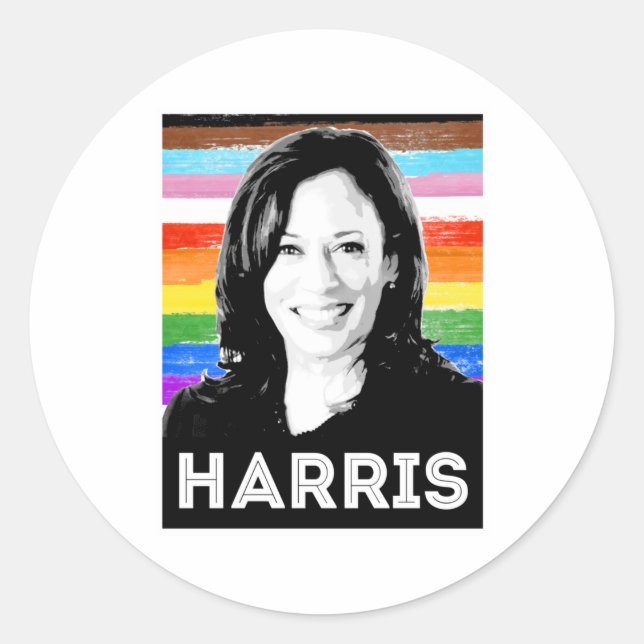 Inklusives Harris Pride Poster Runder Aufkleber (Vorderseite)