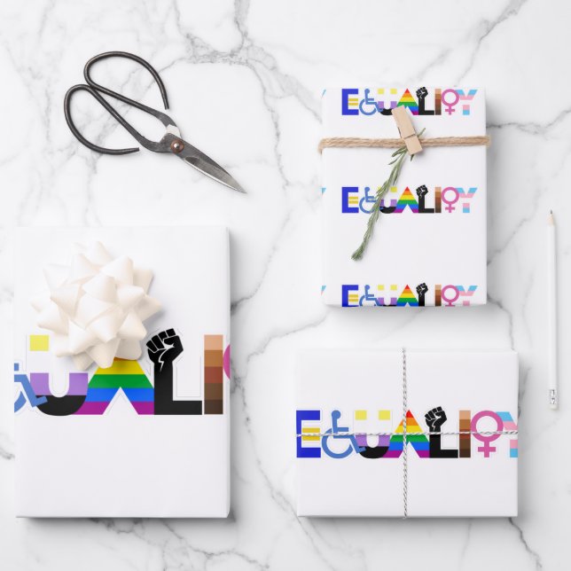 Inklusives Qualitätskennzeichen Geschenkpapier Set (Vorderseite)