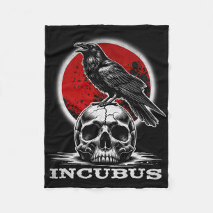 Inkubus-Schädel mit Mond und Crow-Gothic Halloween Fleecedecke