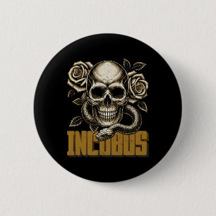 Inkubus Schädel und Schlangen mit Rose dunkel Vint Button