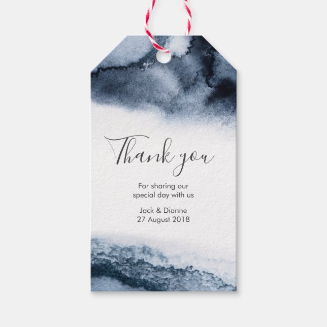 Inky Aquarell personalisiert Vielen Dank für Ihre  Geschenkanhänger (Vorderseite)