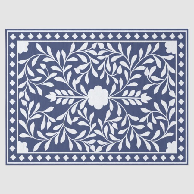 Inky Blue 1 Traditional Blue Bone Inlay Decoupage  Seidenpapier (Vorderseite)