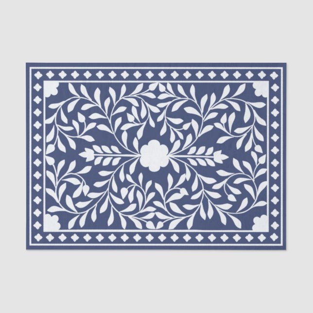 Inky Blue 1 Traditional Bone Inlay Decoupage Paper Seidenpapier (Vorderseite)