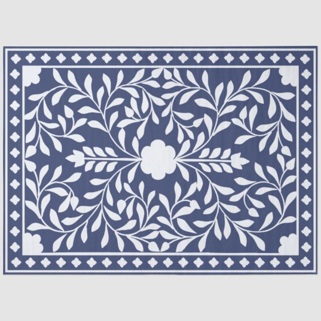 Inky Blue 1 Traditional Bone Inlay Decoupage Paper Seidenpapier (Vorderseite)