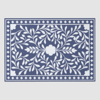 Inky Blue 1 Traditional Bone Inlay Decoupage Paper Seidenpapier