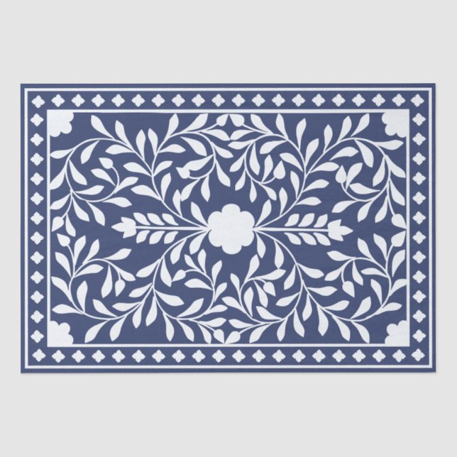 Inky Blue 1 Traditional Bone Inlay Decoupage Paper Seidenpapier (Vorderseite)