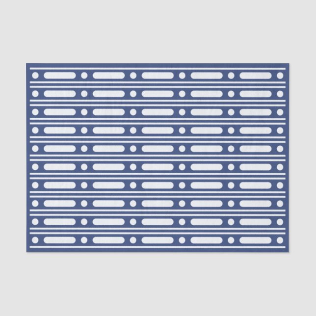 Inky Blue 2 Bone Inlay Dot Border Decoupage Seidenpapier (Vorderseite)