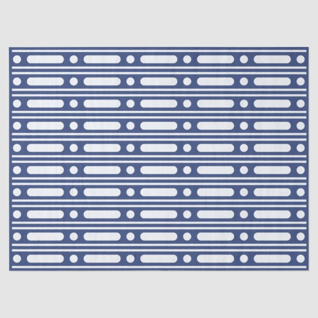 Inky Blue 2 Bone Inlay Dots Border Decoupage Seidenpapier (Vorderseite)
