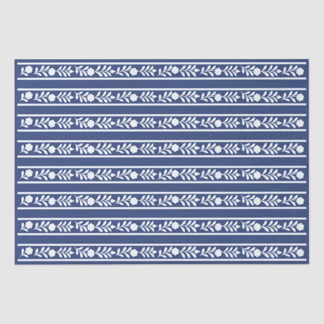 Inky Blue 2 Bone Inlay Floral Decoupage  Seidenpapier (Vorderseite)
