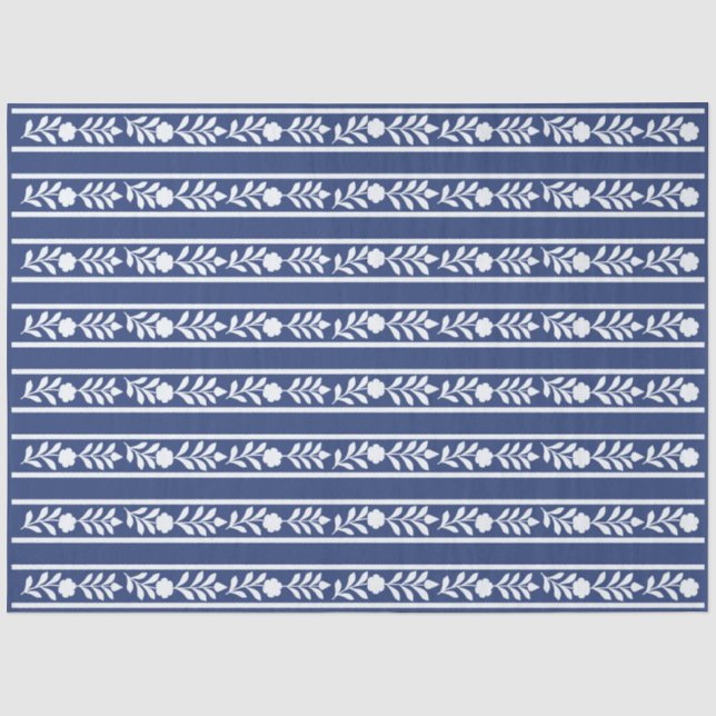 Inky Blue 2 Floral Bone Inlay Decoupage Seidenpapier (Vorderseite)