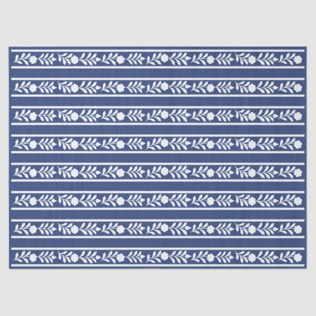 Inky Blue 2 Floral Bone Inlay decoupage Seidenpapier (Vorderseite)
