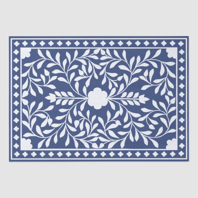 Inky Blue 2 Traditional Bone Inlay Decoupage Paper Seidenpapier (Vorderseite)