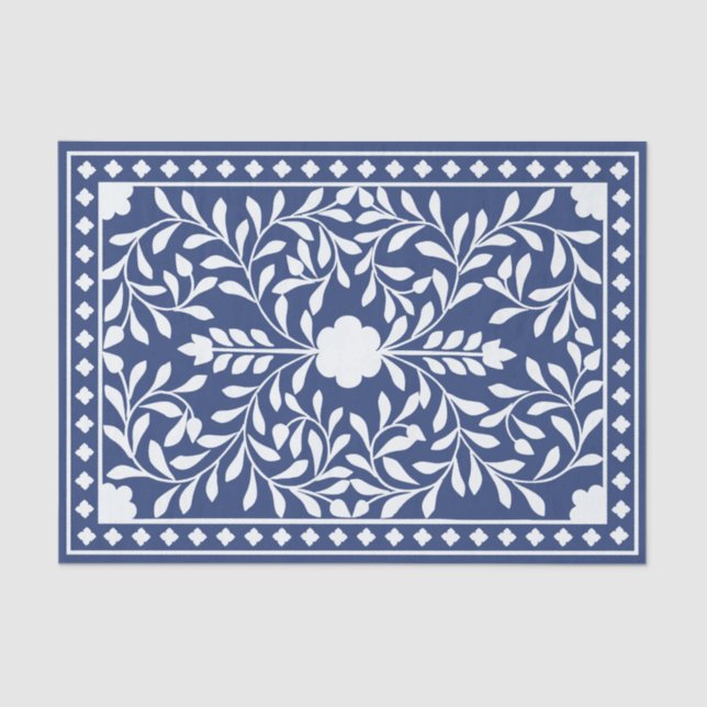 Inky Blue 2 Traditional Bone Inlay Decoupage Paper Seidenpapier (Vorderseite)