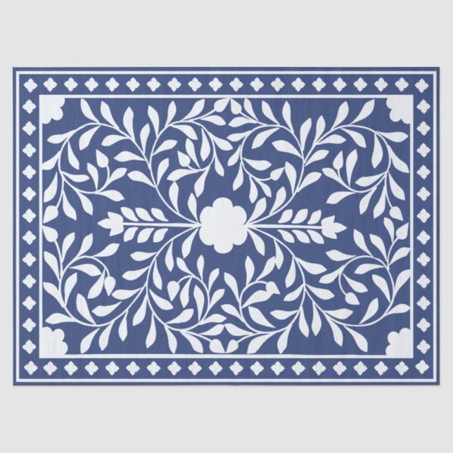 Inky Blue 2 Traditional Bone Inlay Decoupage Paper Seidenpapier (Vorderseite)